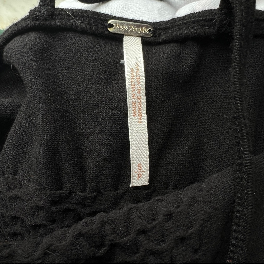 Free People Miss Mini Dress in Black with Smocked Waist and Lace Trim small - Picture 5 of 10